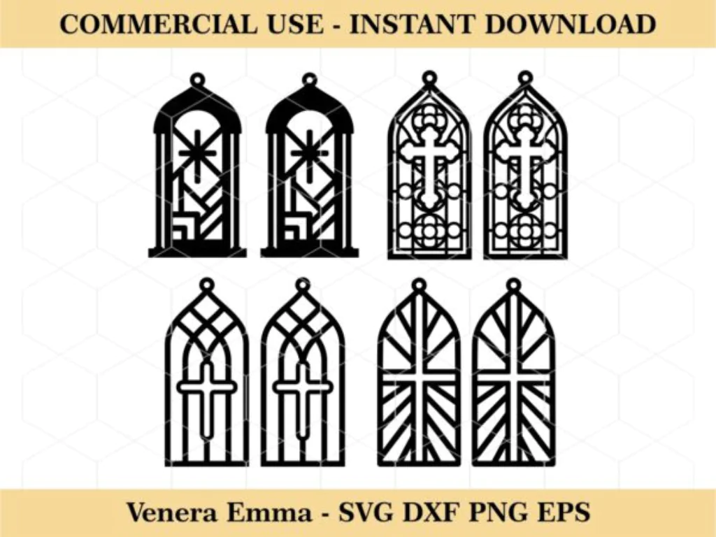 Church Window Earring SVG