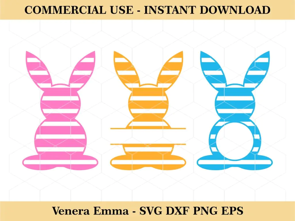 Striped Bunny Cut File Easter Rabbit SVG