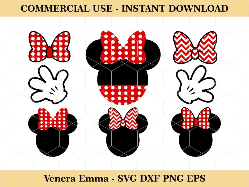 Minnie Mouse Head and Hands SVG