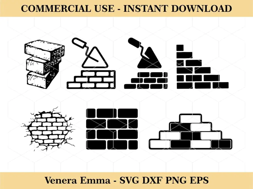 Brick Wall SVG, Bricks Pattern Clipart, Cricut