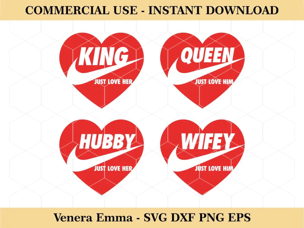 Queen Wifey King Hubby Couple Nike SVG