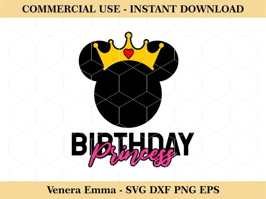 Minnie Mouse Birthday Princess SVG