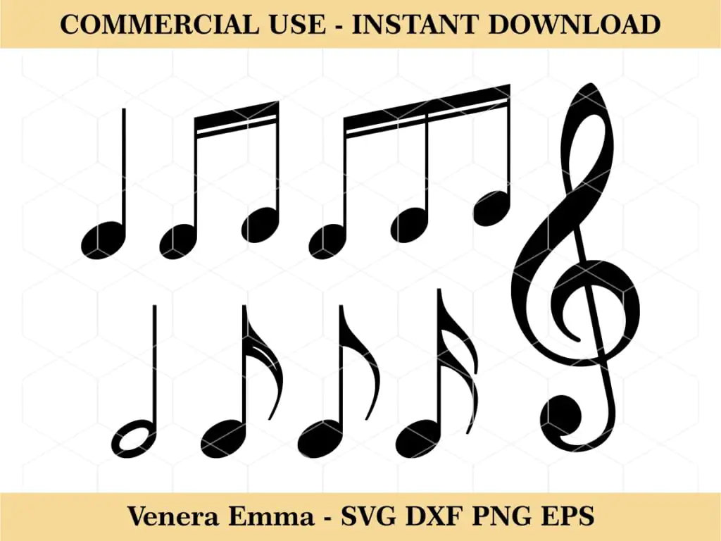 Music Note Clipart Black And White SVG Cut Files