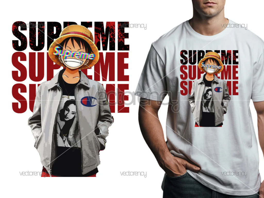One Piece Anime Supreme DTF Design Print Ready