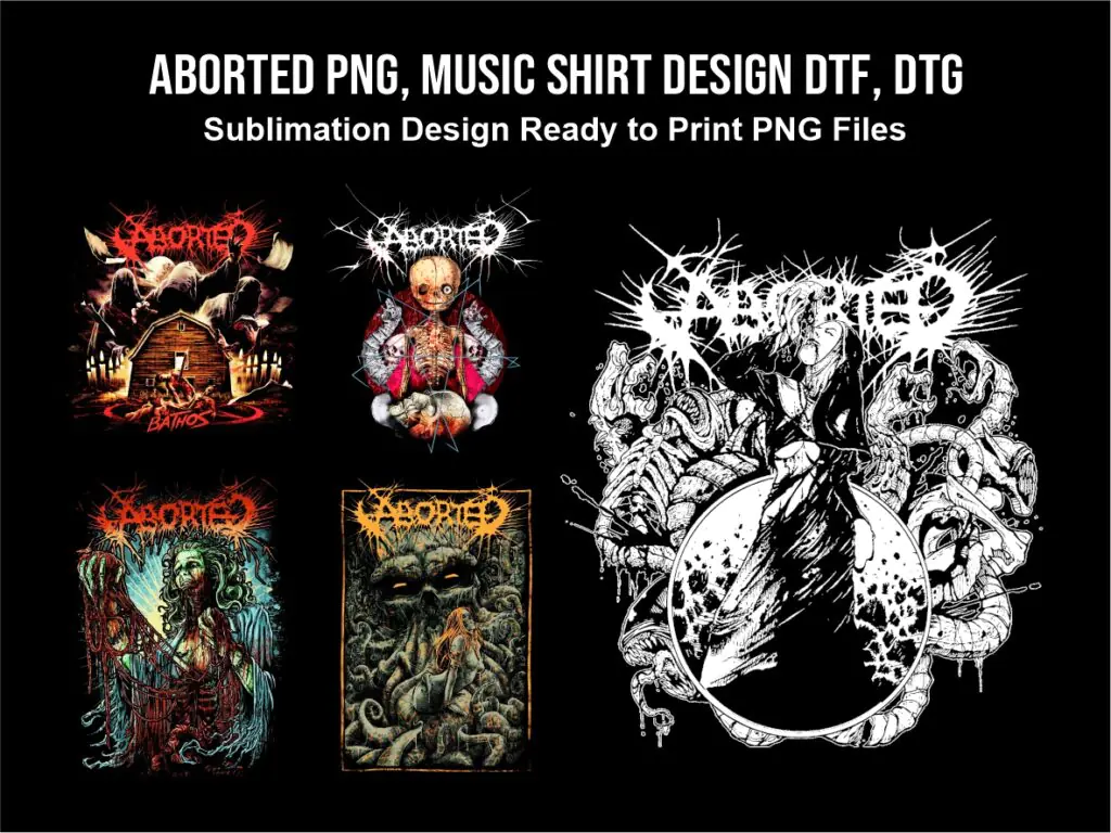 Aborted PNG, Music Shirt Design DTF, DTG, Sublimation