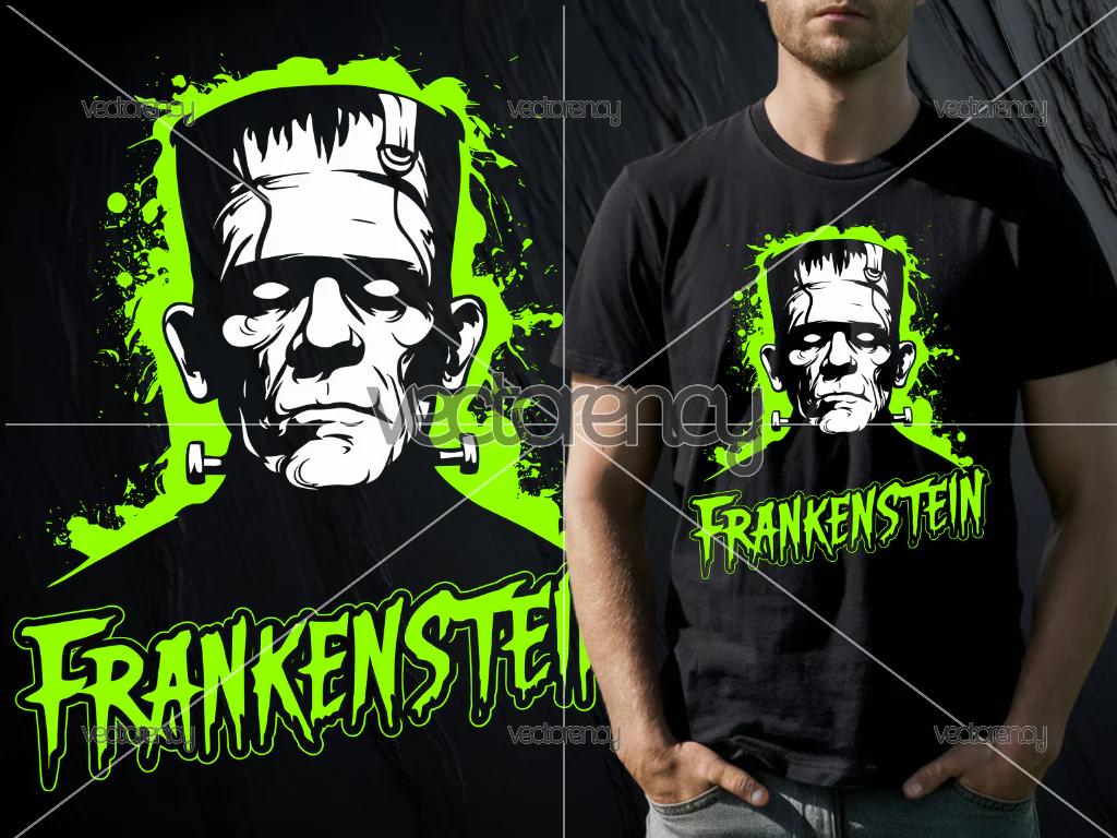 Frankenstein Vector PNG T-Shirt Design Sublimation DTF