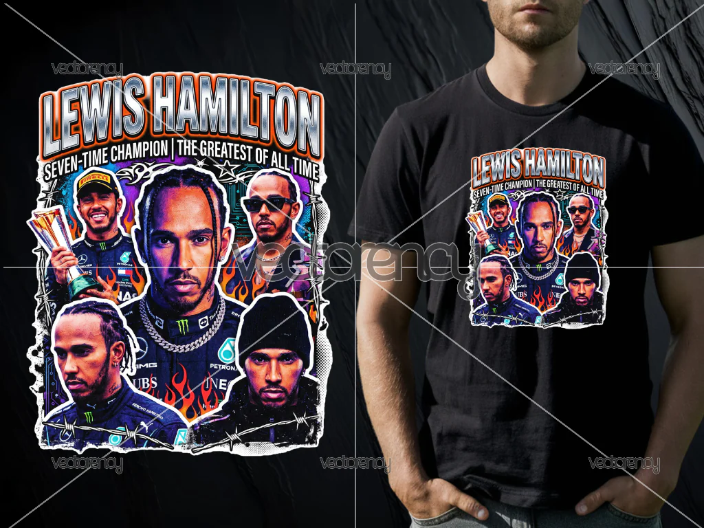 Lewis Hamilton T Shirt Design PNG Instant Download
