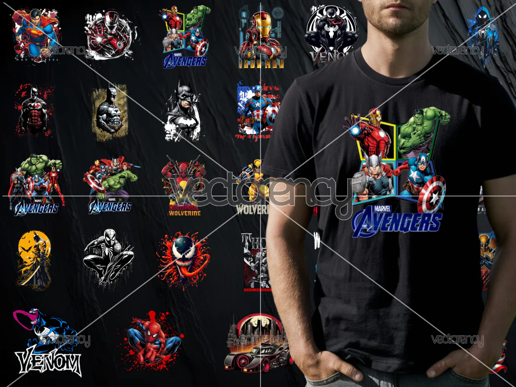 33 Superheroes PNG Sublimation DTF Files