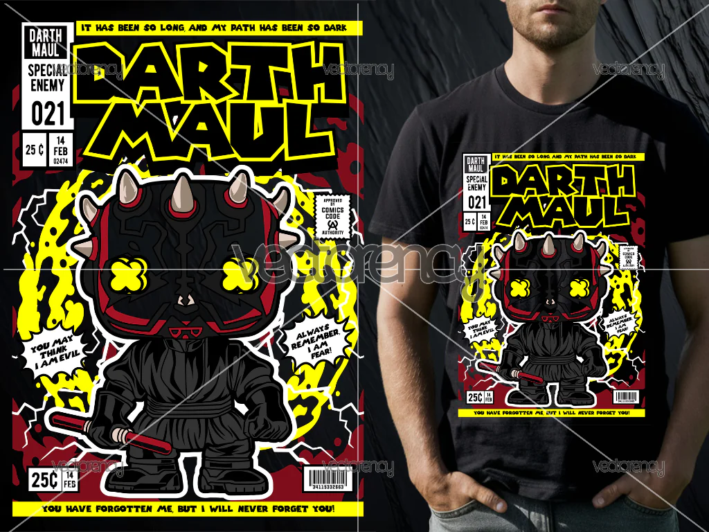 Darth Maul Cartoon PNG HD for Shirt DTF