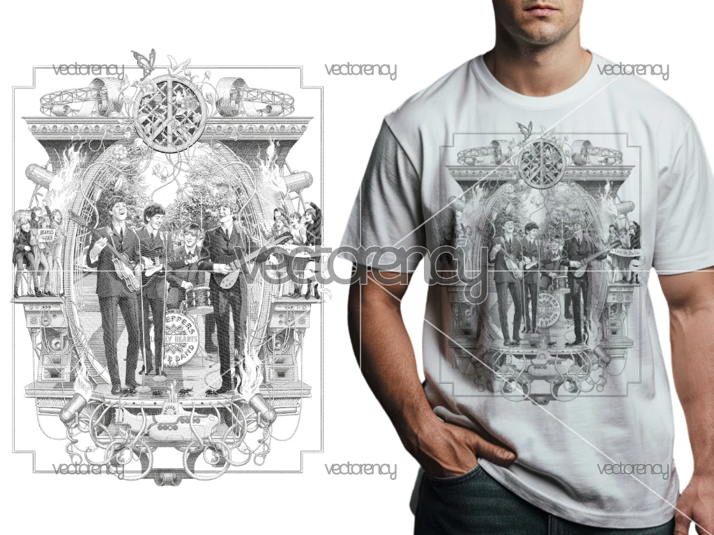 The Beatles PNG Format For DTF Print