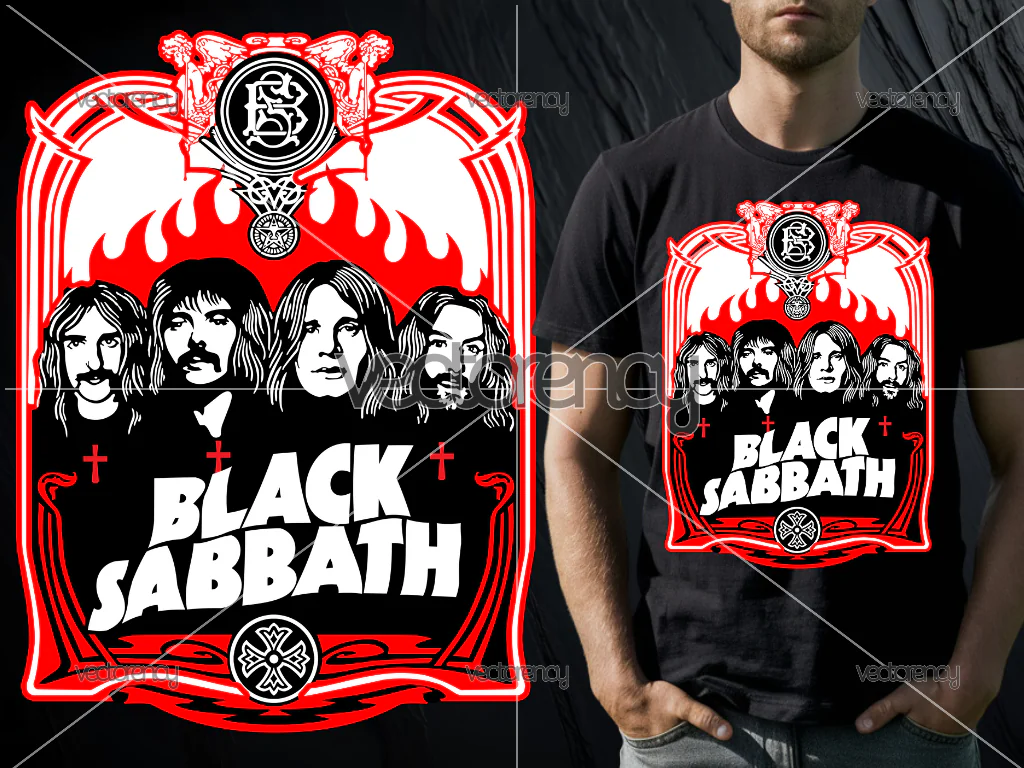 Black Sabbath PNG Image Cartoon for DTF Print