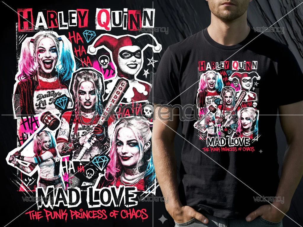 Harley Quinn DTF Printable File PNG HD Raster Halftone