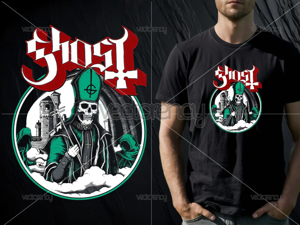 Ghost Band Halftone Design PNG Raster DTF