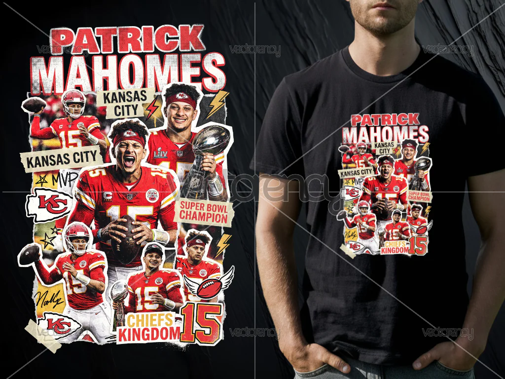 Patrick Mahomes PNG Halftone Design for DTF Printing