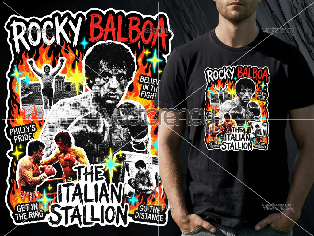 Rocky Balboa Shirt Design PNG DTF Sticker