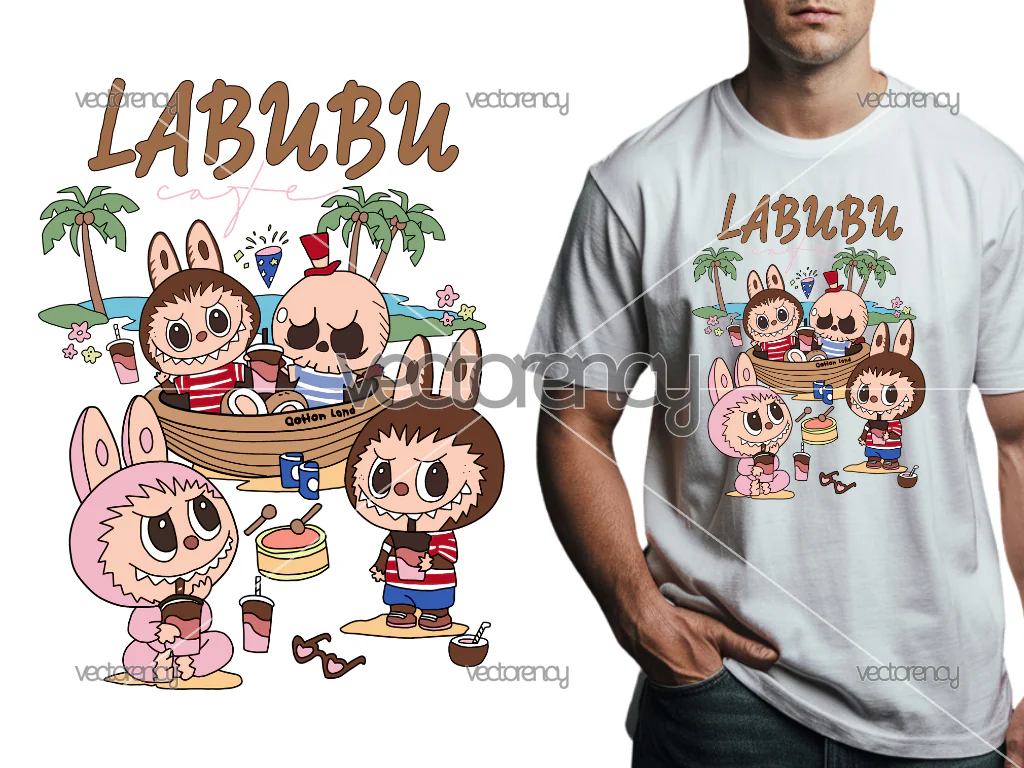 Labubu Cafe PNG DTF Design File