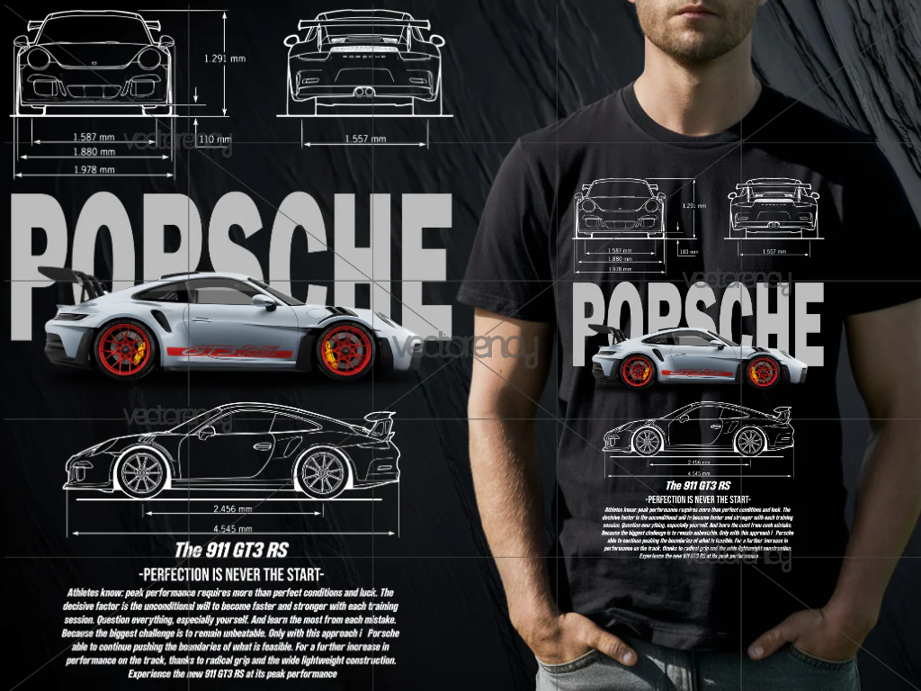 Porsche 911 GT3 RS Shirt Design DTF PNG Print