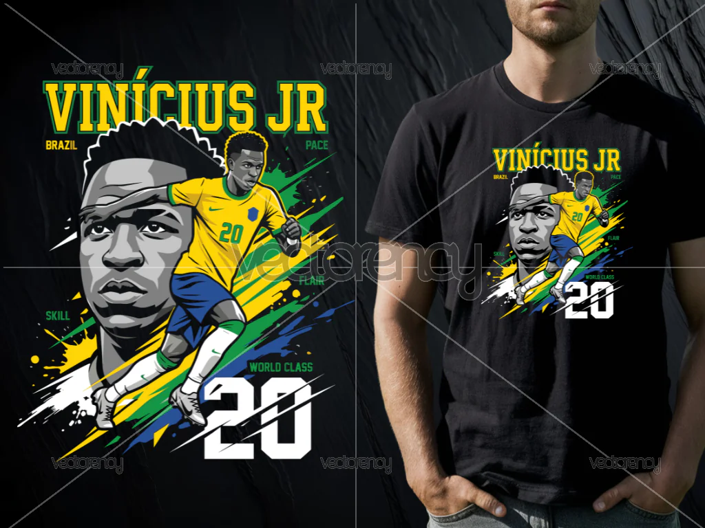 Vinicius Junior JR Vector T-Shirt Design World Cup DTF