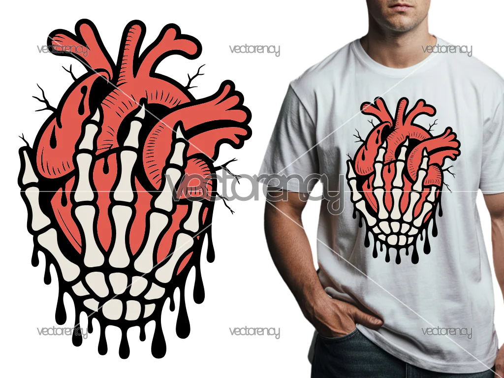Spooky Skeleton Hand Heart Street Wear Design