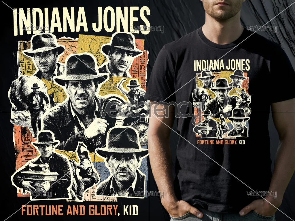 Indiana Jones PNG Transparent DTF Halftone DTG Printing