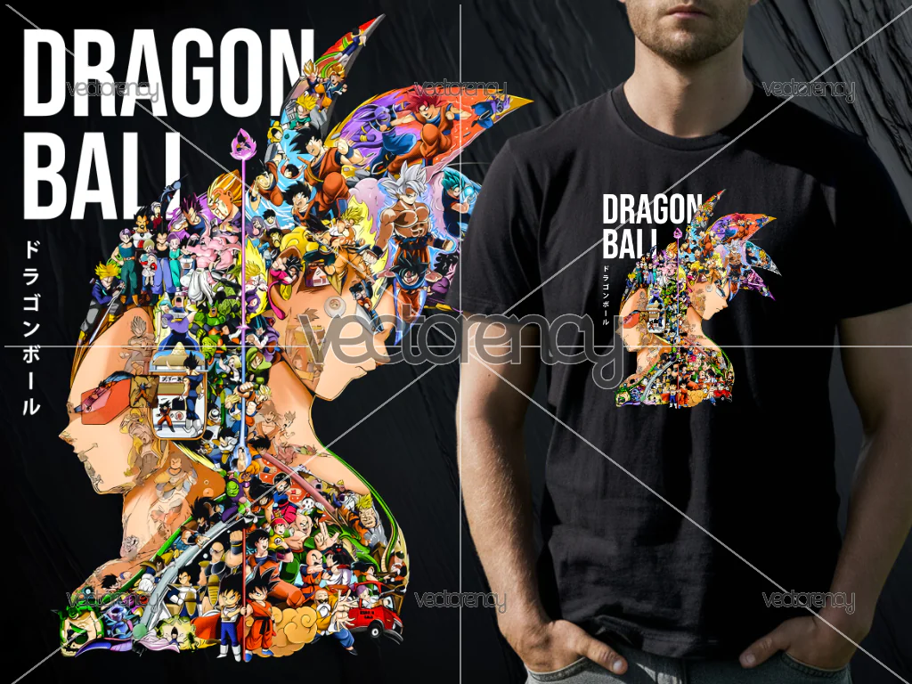 Dragon Ball DTF Raster PNG File Halftone Design