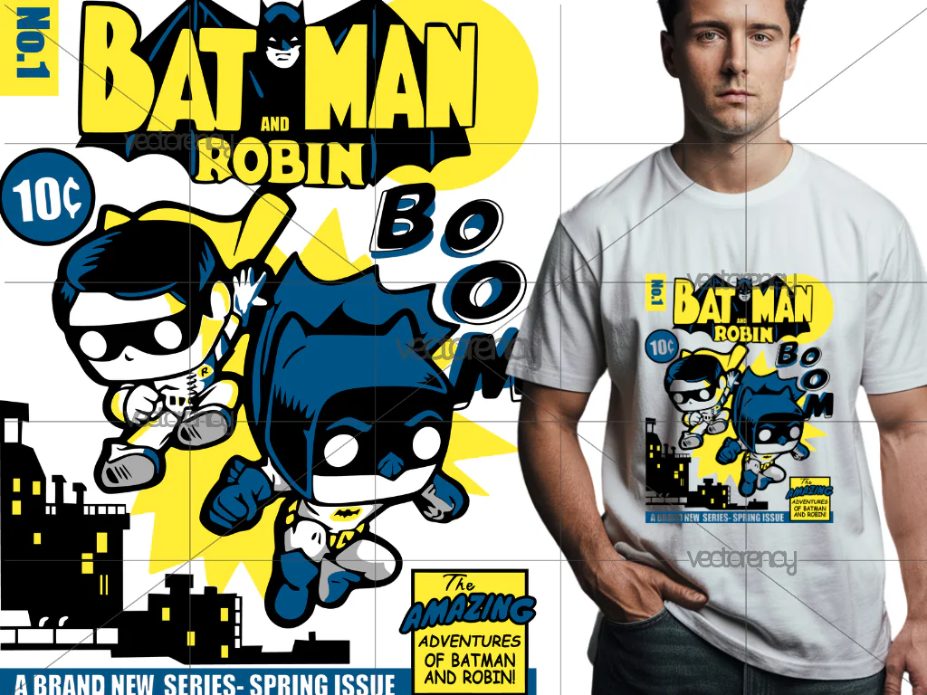 Cartoon Batman and Robin PNG HD DTF