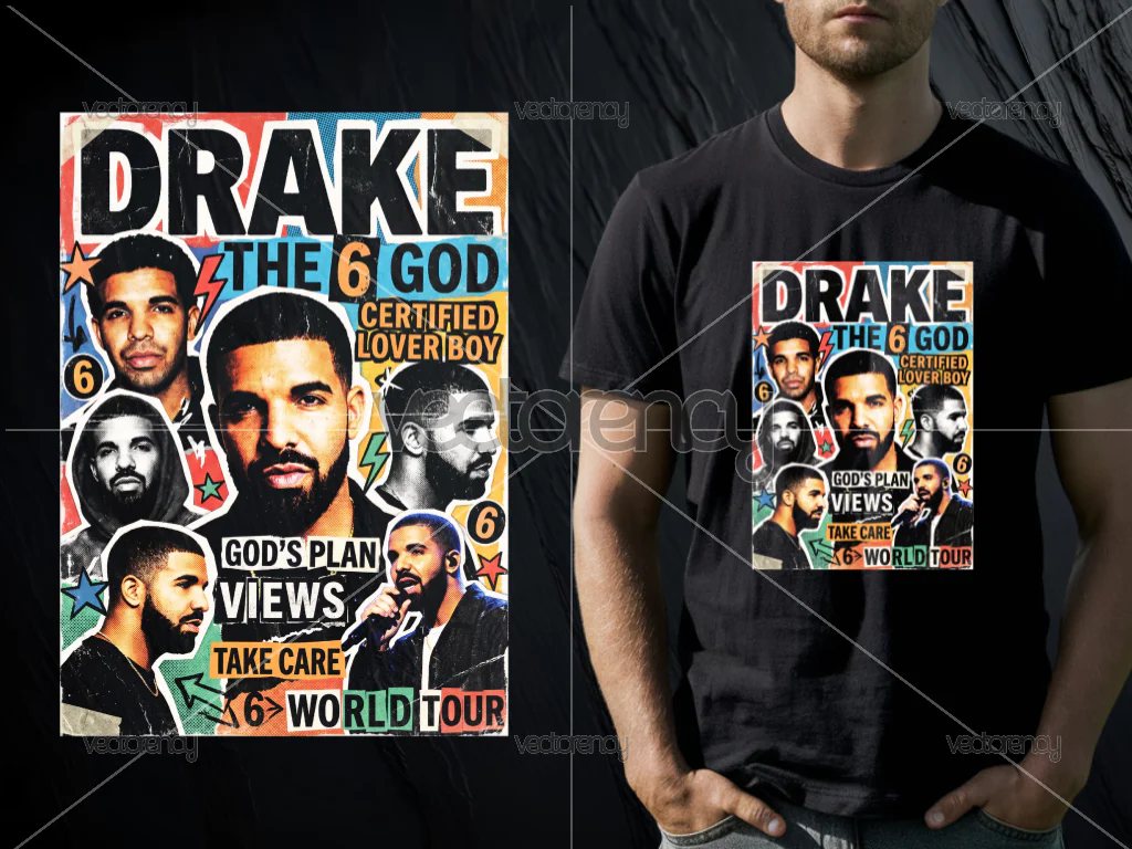 Drake Halftone Hip Hop Designs DTF Graphic Design Download
