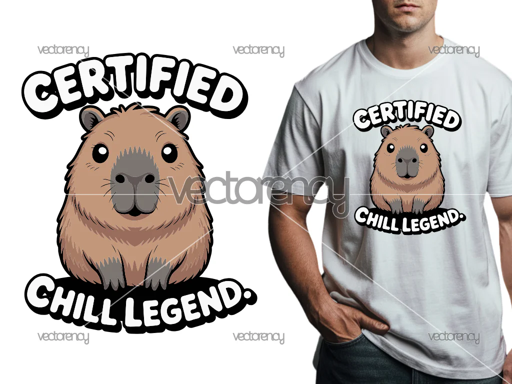 Capybara Certified Chill Legend Shirt Design PNG Vector