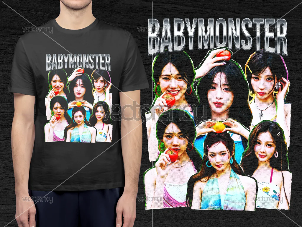 Babymonster Bootleg Kpop Design PNG Halftone Raster Vintage