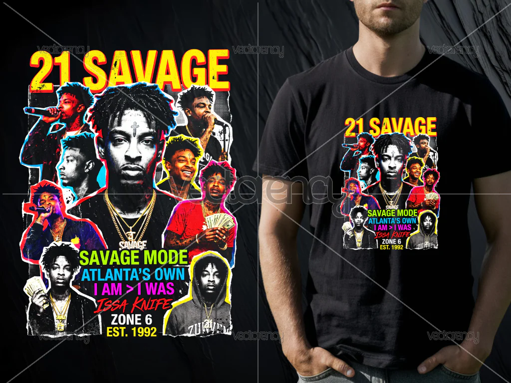 21 Savage Rappers-Style Graphics PNG DTF Halftone