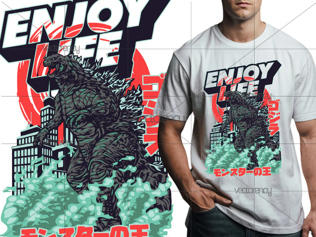 Godzilla T-Shirt Design Download PNG