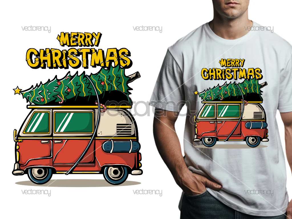 Merry Christmas Campervan PNG
