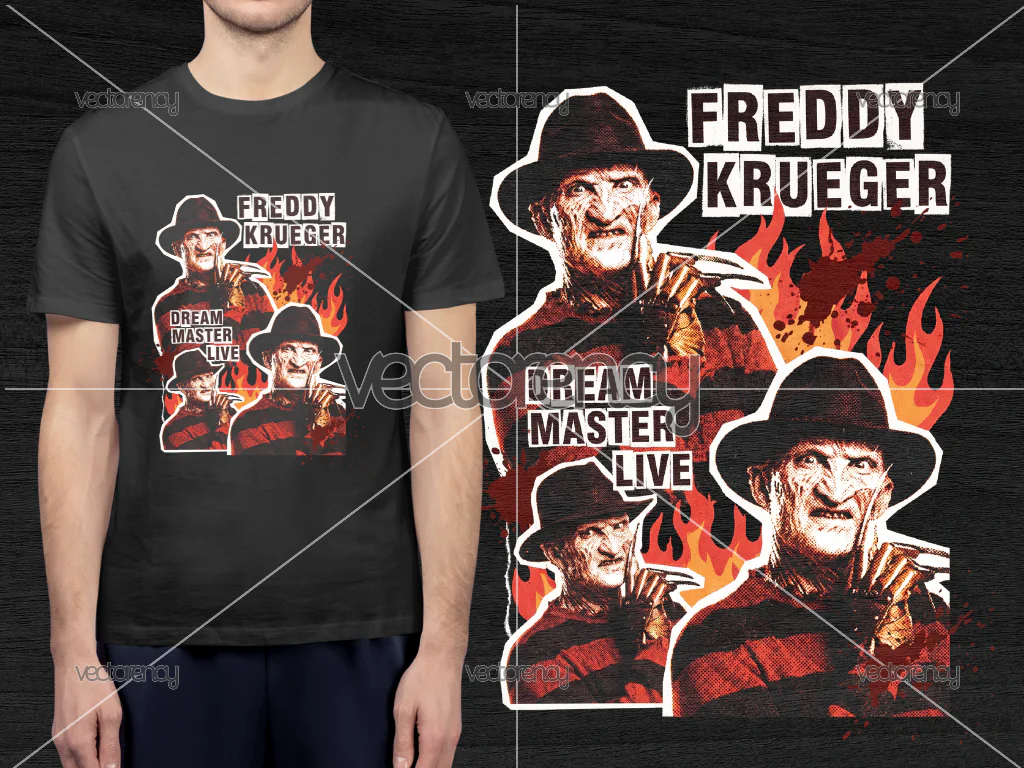 Freddy Krueger PNG DTF Printing Raster Halftone