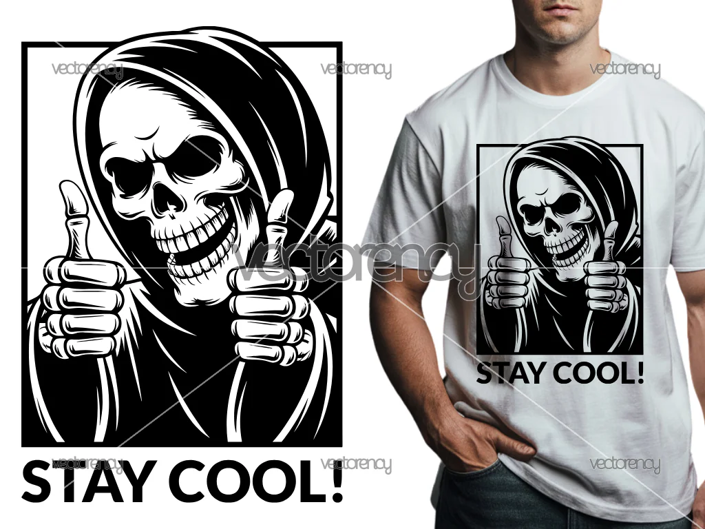 Stay Cool Skeleton Vector Art Shirt Street Wear Design PNG DTF