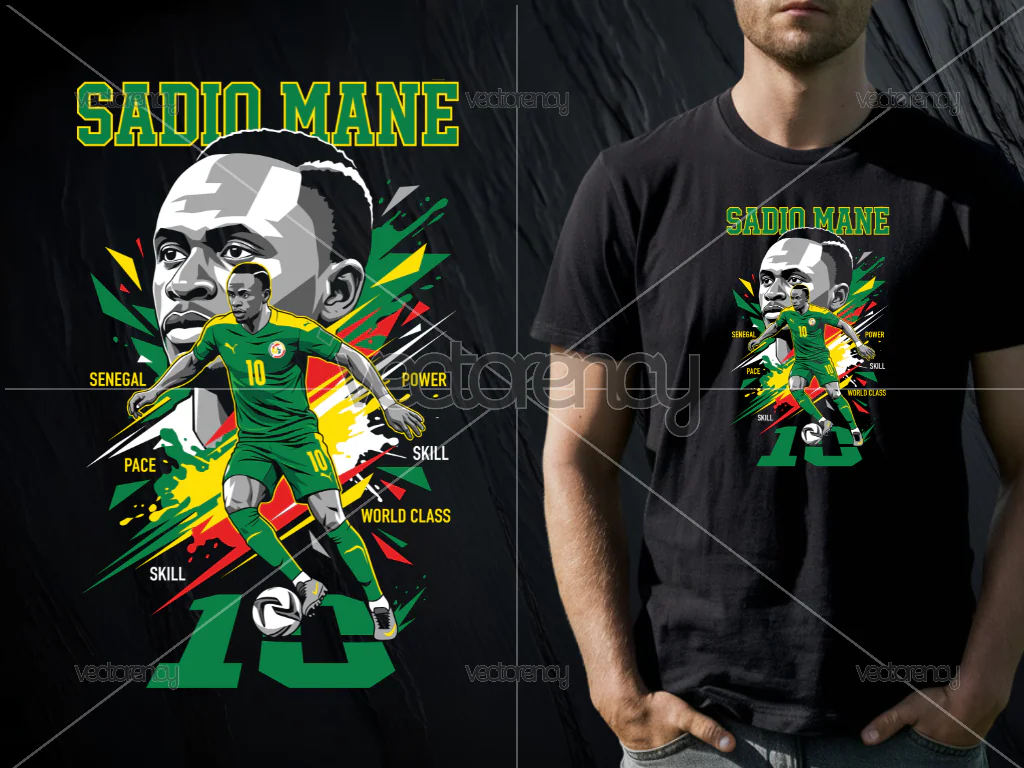 Sadio Mane PNG T-Shirt Design for DTF Printing