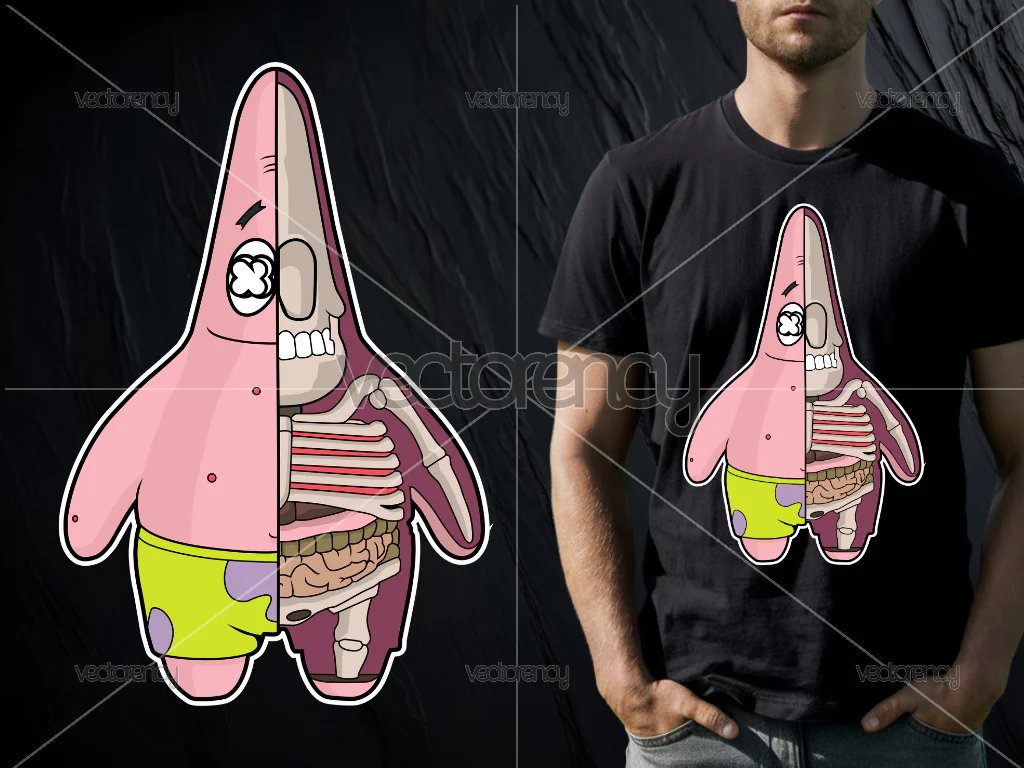 Patrick Star Skeleton Cartoon PNG