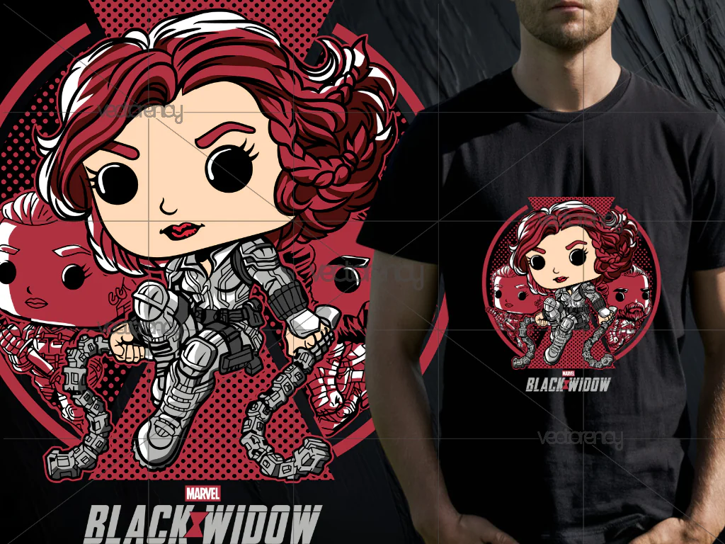 Black Widow PNG Transparent Cartoon DTF