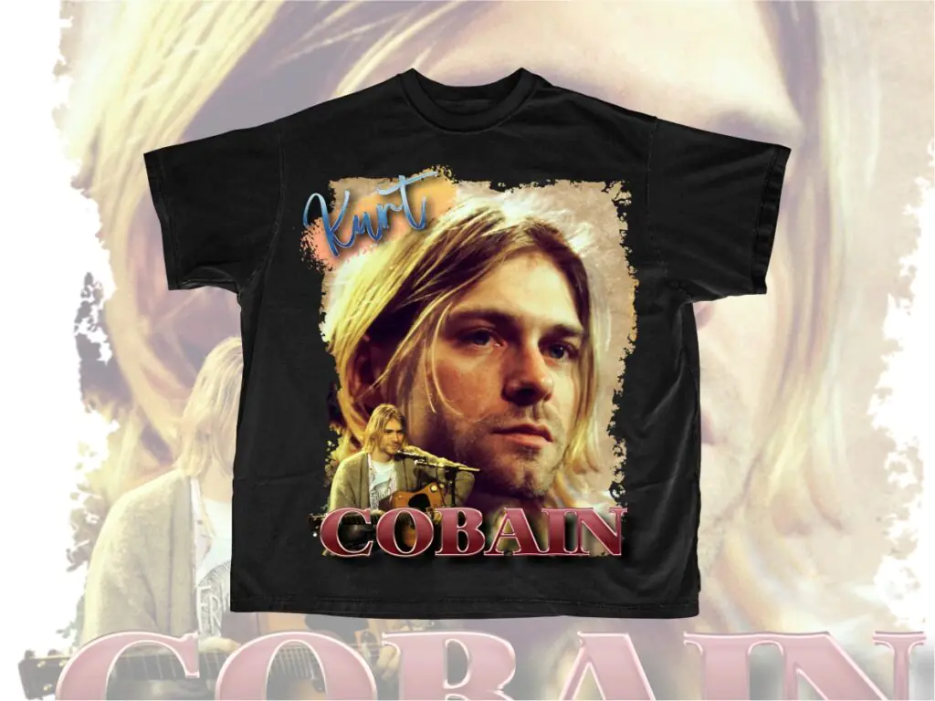 Kurt Cobain Vintage T-Shirt Design PNG