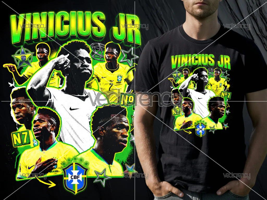Vinicius JR Halftone Design Raster Digital Download PNG