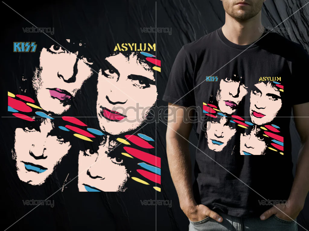 Kiss Asylum Shirt Design Vector PNG HD