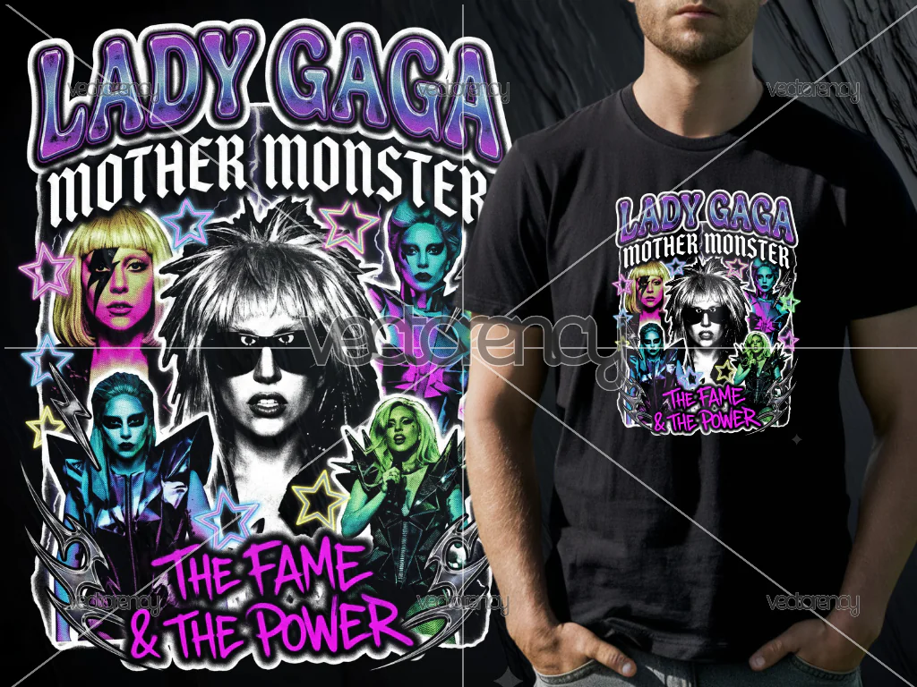 Lady Gaga Mother Monster PNG Halftone Raster DTF Printing File HD