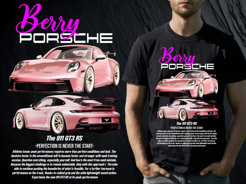 Berry Porsche The 911 GT3 RS Shirt Design DTF PNG Print