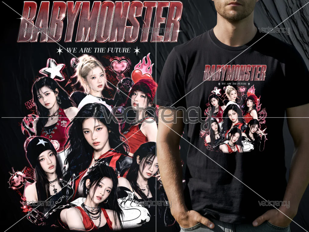 Babymonster PNG DTF Printing Raster Halftone