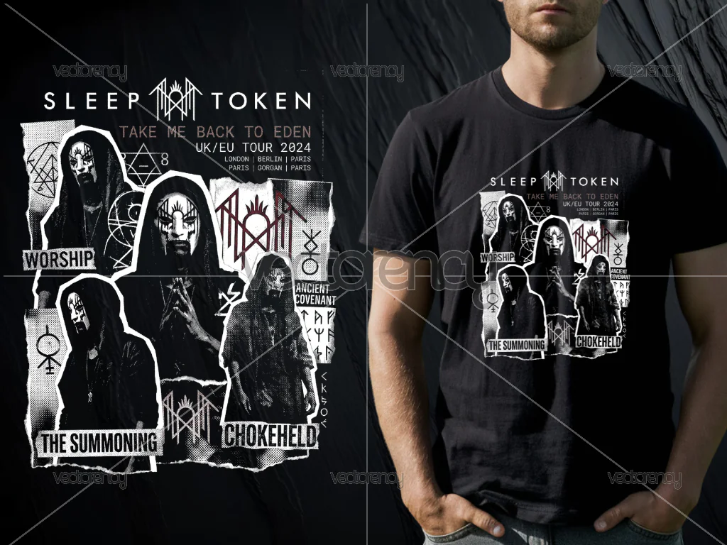 Sleep Token Band PNG Raster DTF Printable File Design Halftone