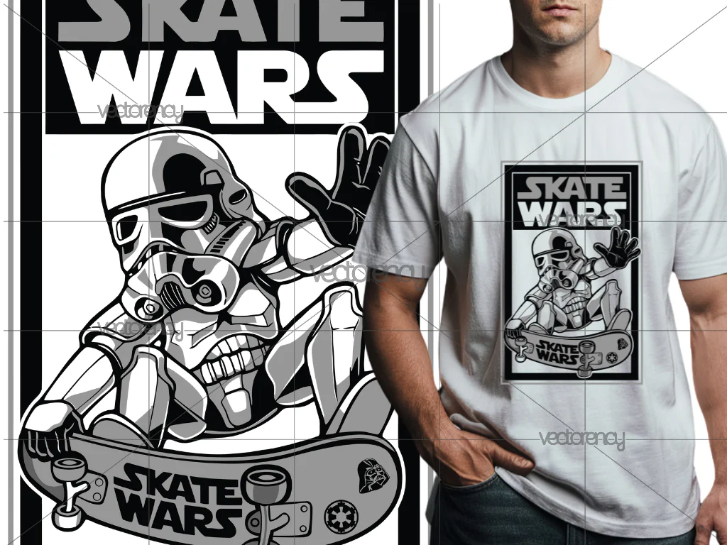 Skate Wars PNG Star Wars T-Shirt Design DTF