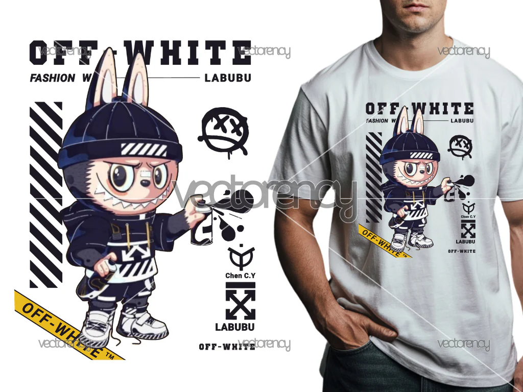 Off White Labubu PNG File