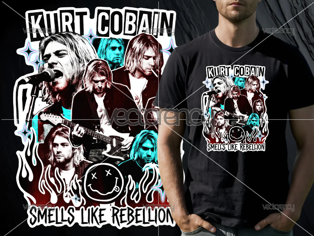 Kurt Cobain PNG Nirvana Band Premium DTF High Resolution