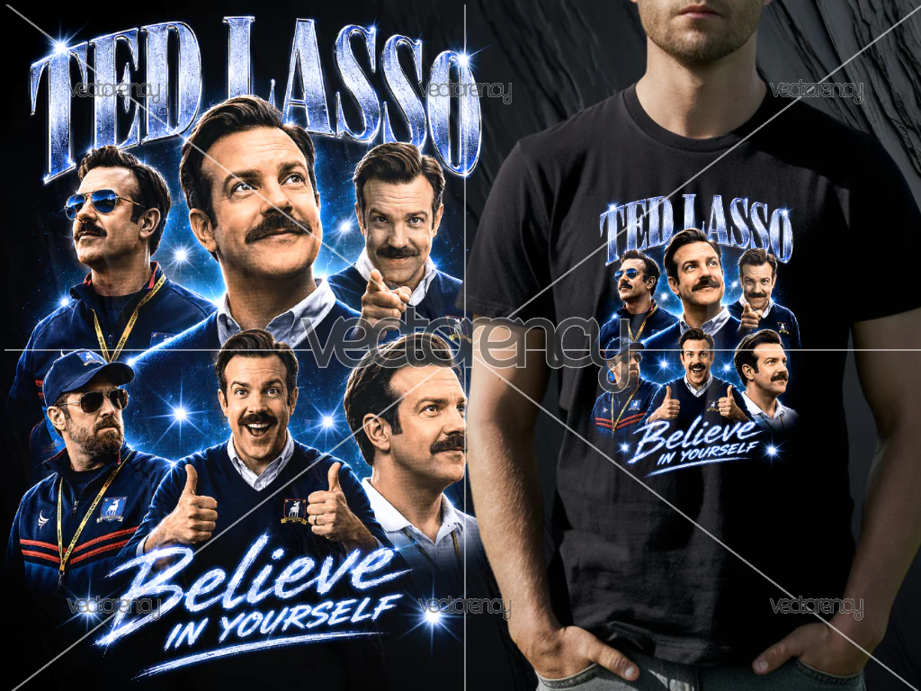 Ted Lasso PNG Shirt DTF Design Halftone Raster Printing