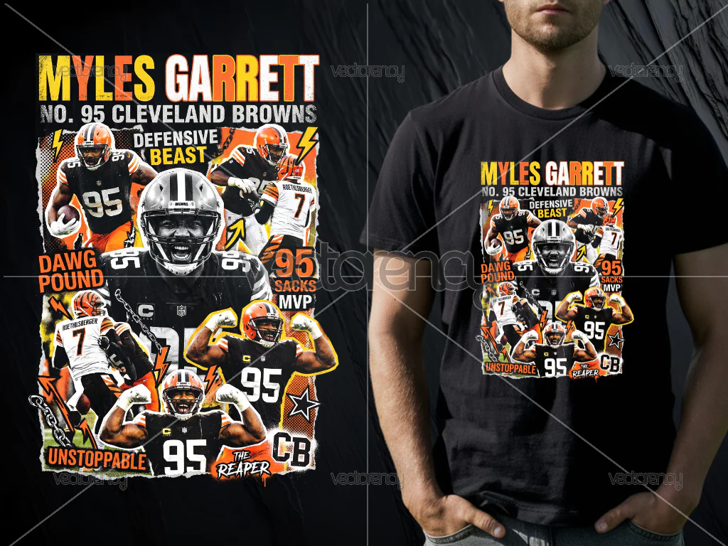 Myles Garrett PNG Halftone Raster DTF Design