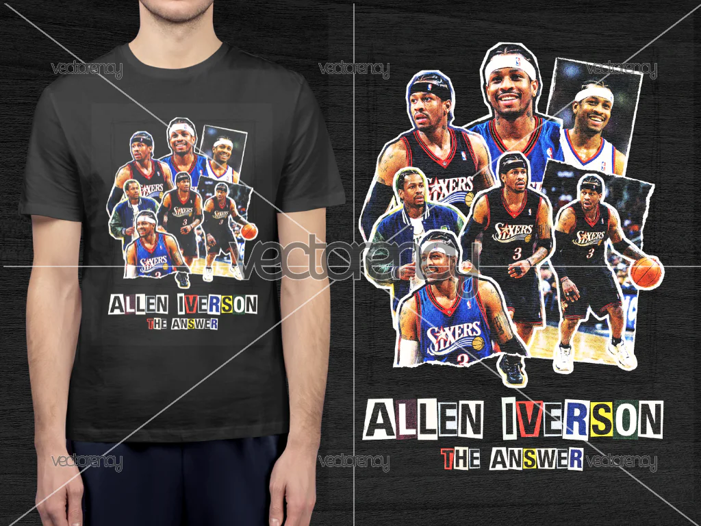 Allen Iverson PNG Halftone Raster T-shirt Design Download File